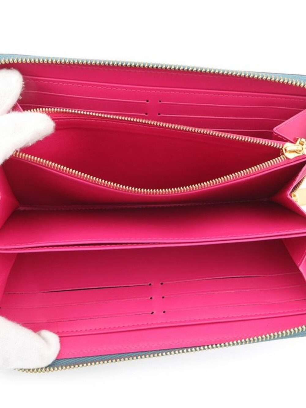 Louis Vuitton Wallet Monogram Vernis Zippy Blue Pink - Picture 4 of 10